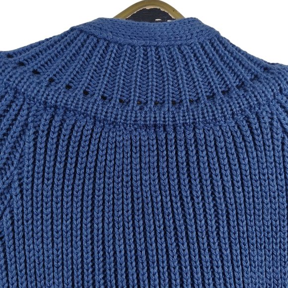 Vintage 70s Chunky Knit w Rosettes Button Front Mock Neck Cardigan Sweater L NOS - Picture 5 of 10